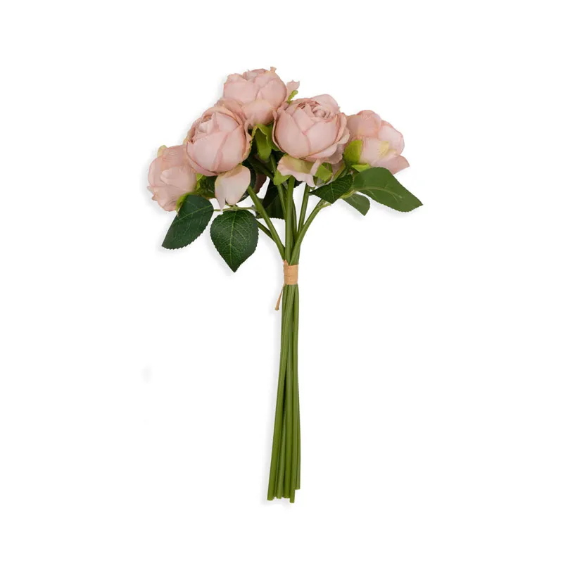 Umetno cvetje, šopek svetlo roza vrtnic, 7kom blago/PVC, 38cm