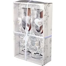 Kozarca za šampanjec poročna, s srci, v darilni škatli, 2/1, 5x22.5cm