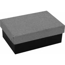 Darilna škatla kartonska črna, pokrov srebrne bleščice 17.5x13x6cm