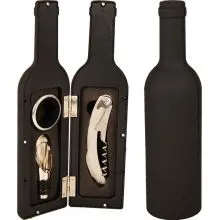 Vinski set v darilni škatli v obliki steklenice, odpirač s pripomočki,  6.5x23.2cm