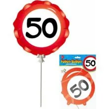 Balon na palčki, prometni znak, "50", samonapihljiv, 18cm, 3kom
