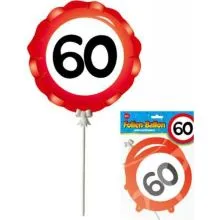 Balon na palčki, prometni znak, "60", samonapihljiv, 18cm, 3kom