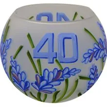 Svečnik steklen, okrogel, sivka, 40 let, 8 cm