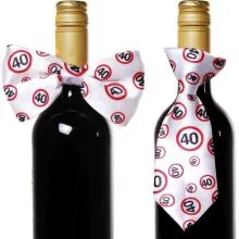 Dekoracija za steklenico metuljček/kravata s prometnimi znaki, "40"