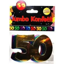 Jumbo konfeti, 20kom, "50", barvni, 7cm