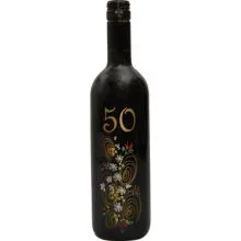Vino Merlot, 0.75L, poslikana steklenica - cvet, 50 let
