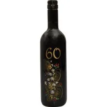 Vino Merlot, 0.75L, poslikana steklenica - cvet, 60 let