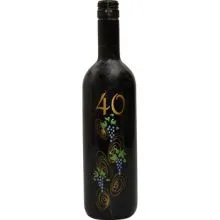 Vino Merlot, 0.75L, poslikana steklenica - grozd, 40 let