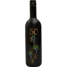 Vino Merlot, 0.75L, poslikana steklenica - grozd, 50 let