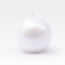 Sveča okrogla, metalik perla, 60mm
