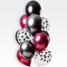 Baloni barvni iz lateksa, roza/sivi/beli s pikami, 12kom, 33cm