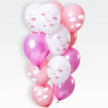 Baloni barvni iz lateksa, bela/sv.roza/roza, "Its a girl", 12kom, 33cm