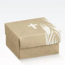 Darilna škatla kartonska, "CROCE AVANA", škatlica s pokrovom rjava, križ, 60x60x35cm