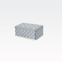 Škatla za kekse kvadratna, siva z zvezdami, 17.5x11x8cm