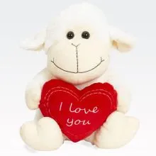 Plišasta igrača, ovčka s srčkom "I love you", bela, 30cm