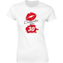 Majica ženska (telirana)-Čudovita pri 30 - poljubček L-bela