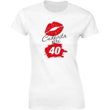Majica ženska (telirana)-Čudovita pri 40 - poljubček L-bela