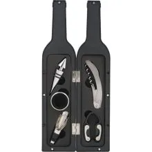 Vinski set z odpiračem in pripomočki, v PVC embalaži v obliki steklenice, 5/1, 32x7cm, sort.