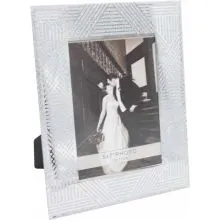 Okvir za sliko steklen, črte s srebrnimi bleščicami, za sliko 10x15cm,  15x1.2x23cm