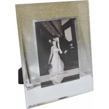 Okvir za sliko steklen,  z zlatimi bleščicami, za sliko 12x17cm,  20.5x1.2x25.5cm