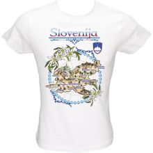 Majica ženska (telirana)-Slovenija zemljevid S-bela