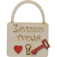 Ključavnica lesena, "Zavedno tvoja", 6x8cm