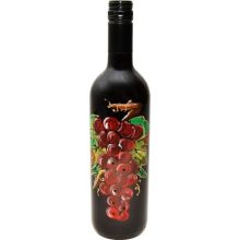 Vino Merlot, 0.75L, poslikana steklenica - grozd - rdeč