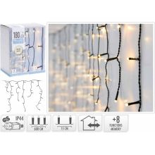 Božične lučke, 180 LED, bele, zavesa, za notranjo in zunanjo uporabo, 8 funkcij, 52x600cm +300cm kabel