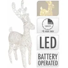 Jelenček bel, rafia, z LED lučkami, 50 LED, 45cm