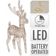 Jelenček bronast, rafia, z LED lučkami, 50 LED, 45cm