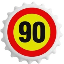 Odpirač magnet: Prometni znak 90, okrogel 6 cm