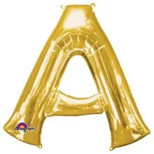 Balon napihljiv, "A", zlati, 40cm + palčka za napihnit