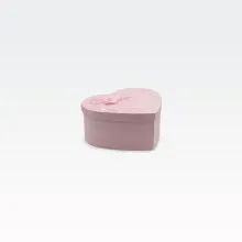 Darilna škatla, srce s pentljo, roza, kartonska, 26.5x22x7cm