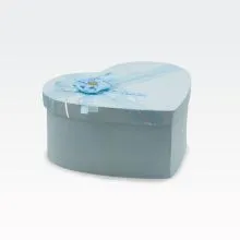 Darilna škatla, srce s pentljo, modra, kartonska, 39x31x16.5cm