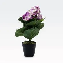 Umetno cvetje v lončku, Hortenzija vijolična, PVC/blago, 30cm