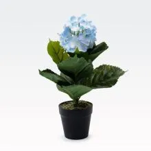Umetno cvetje v lončku, Hortenzija modra, PVC/blago, 30cm