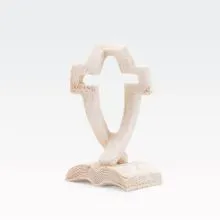 Figura darilna za zakramente, križ/riba, umetna masa, 13x7cm, 130g