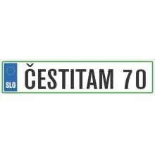 Registrska tablica - ČESTITAM 70, 47x11cm