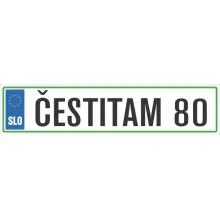 Registrska tablica - ČESTITAM 80, 47x11cm
