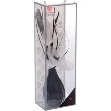 Vaza dekorativna, 12cm s šopkom rož - belo/črne barve, pvc embalaža