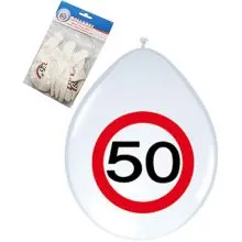 Baloni iz lateksa 12",prometni znak 50, 8 kom.