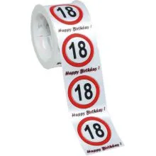 Trak za darila iz satena, prometni znak 18 happy birthday, 3m
