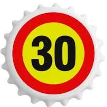 Odpirač magnet: Prometni znak 30, okrogel 6cm