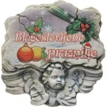 Magnet iz keramike, blagoslovljene praznike, angel 7.5x8 cm