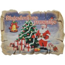 Magnet iz keramike, blagoslovljene praznike - božiček, 7.5x5.5 cm