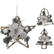 Božična dekoracija viseča, 25cm, srebrna, sortirano