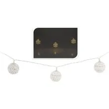 Božične lučke za notranjo uporabo z belimi kovinskimi kroglicami, 10 led, 1,75m