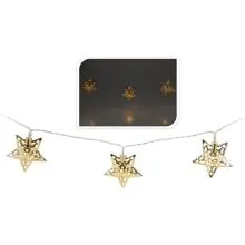 Božične lučke za notranjo uporabo z zlatimi kovinskimi zvezdami, 10 led, 1,75