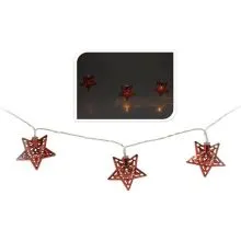 Božične lučke za notranjo uporabo z rdečimi kovinskimi zvezdami, 10 led, 1,75m