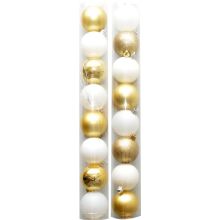 Božične krogle, 8 kom, 5 cm, belo-zlate, sortirano